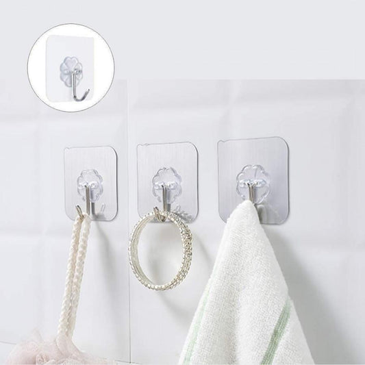 Hooks-Transparent Self Adhesive Hooks Hanger(Pack of 6)